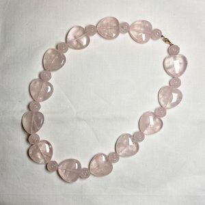Heart Shaped Rose Quartz Beaded Necklace